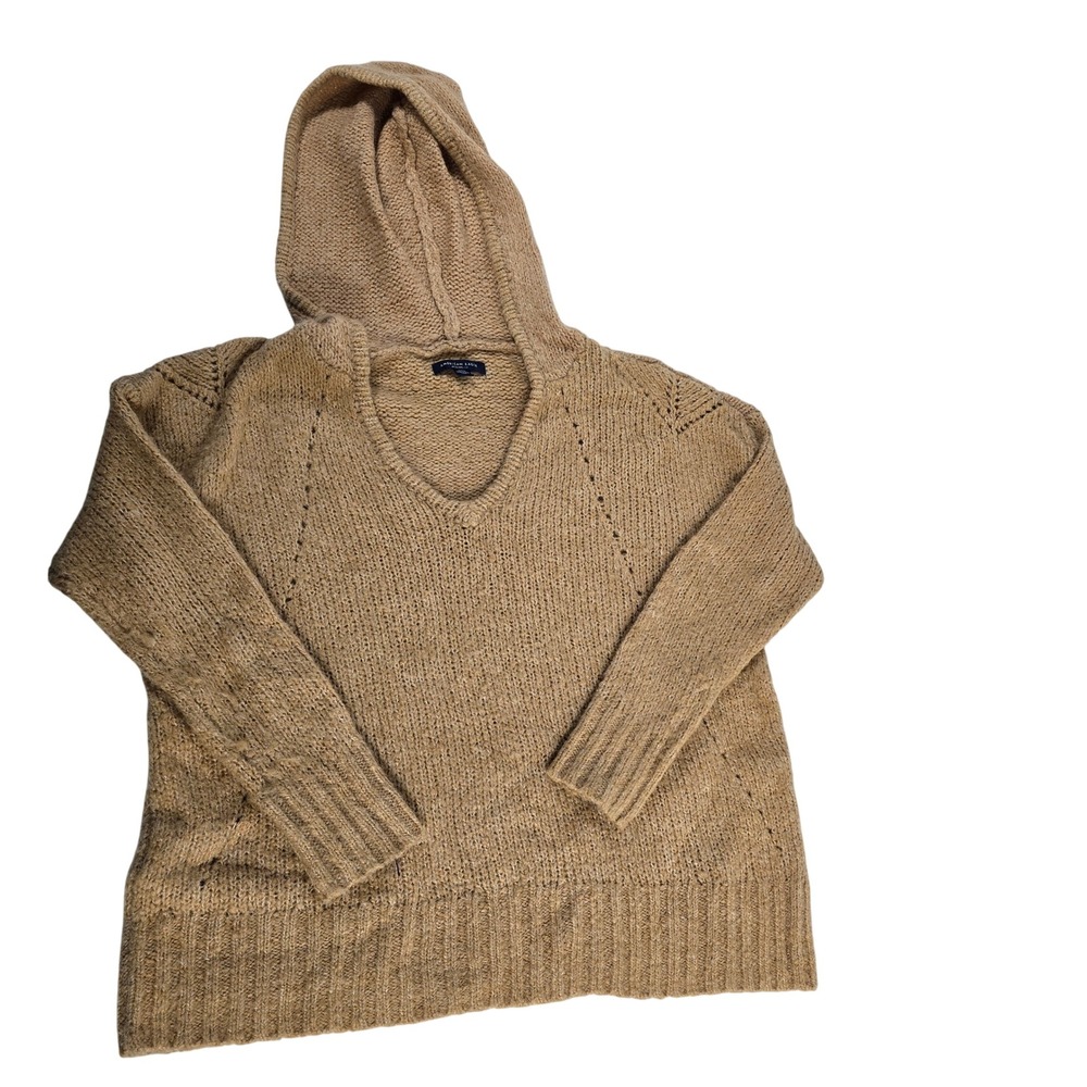 American Eagle Outfitters Tan Knit Hoodie Sweater‎ Pullover Women Small